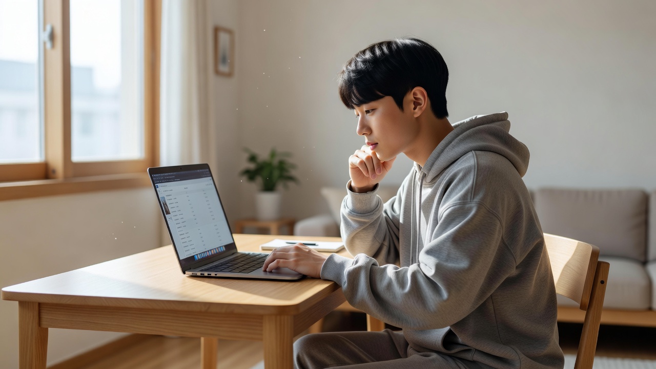 K-Pop 아이돌 신곡 발표 정보를 스마트폰으로 확인하는 모습