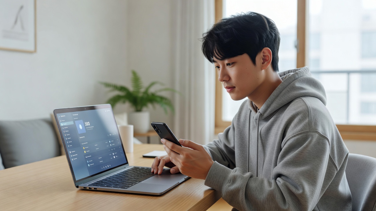 K-Pop 아이돌 신곡 발표 정보 확인 방법을 스마트폰으로 살펴보는 일상 장면