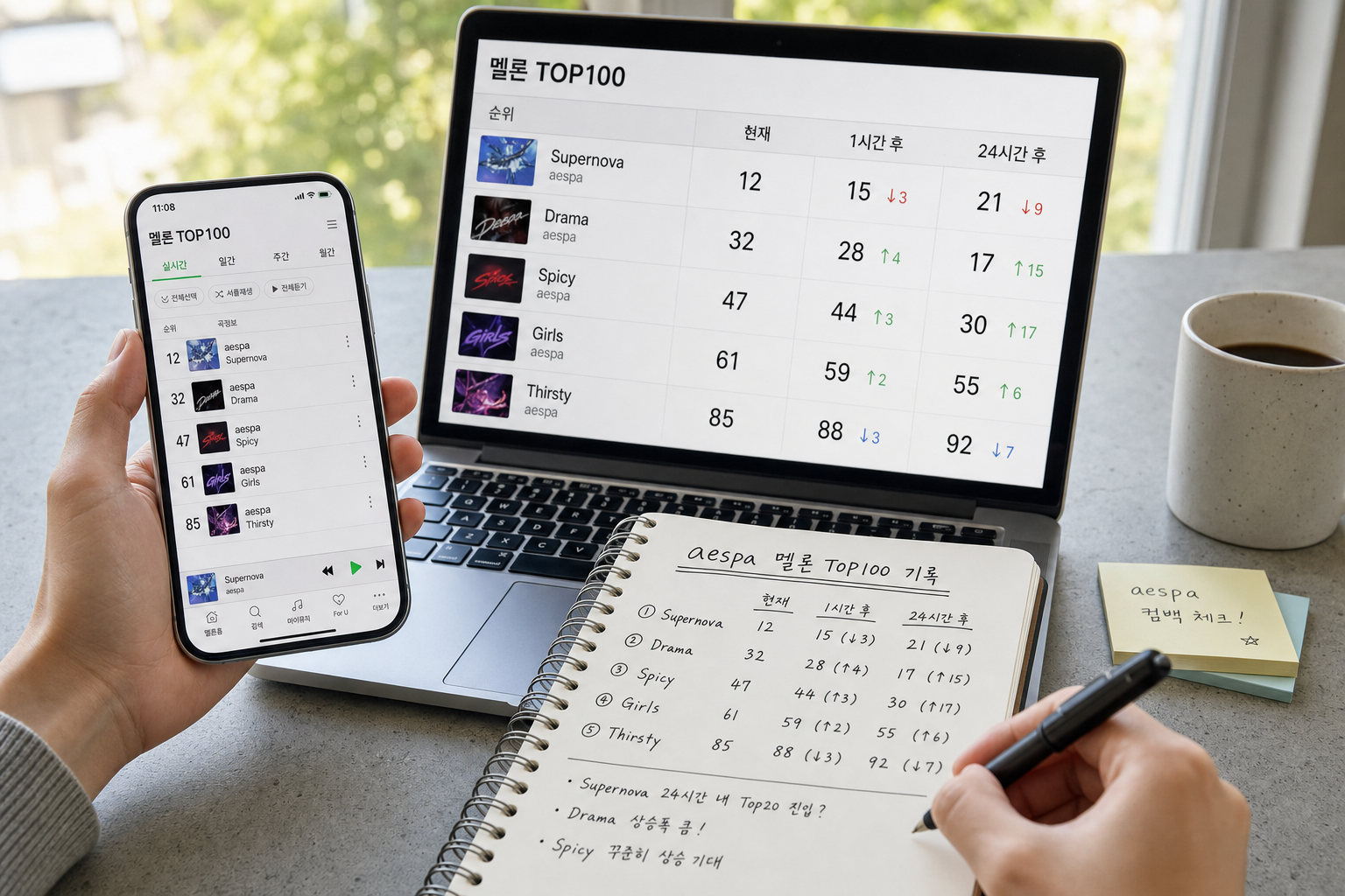 에스파 신곡 발표 후 차트 순위 변동 분석 방법